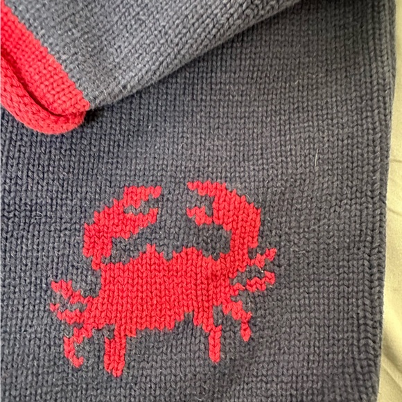 Vintage Toddler AMAZING L.L Bean lobster Navy and Red Knit Sweater size 4T - Picture 7 of 7